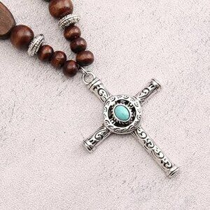 Long Boho Pendant Hippie Choker Necklace Bohemian‎ Boho Layered Cross Turquoise
